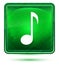 Musical note icon neon light green square button