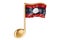 Musical note with Laotian flag. Music in Laos, concept. 3D rendering