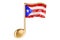 Musical note with Puerto Rican flag. Music in Puerto Rico, concept. 3D rendering