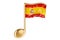 Musical note with Spanish flag. Music in Spain, concept. 3D rendering