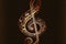 Musical note staff treble clef notes musician concept, abstract background