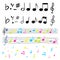 Musical notes colorful and silhouettes vector illu