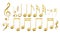 Musical Notes Symbols In Golden Color Set Vector