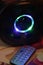 Musical portable speaker with remote control, bass buffer LED color music