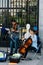 Musical quartet playing at the entrance of Opera Palace in Madri