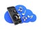 Musical smartphone Mobile phone music app Cellphone and loudspeakers with cloud Concept of cloud storage on white background 3d