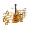 Musical stave volume guitar and saxophone