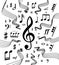 Musical staves vector illustration with music notes and symbols