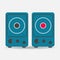 Musical stereo speakers vector icon. The stereo speaker is turne