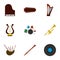 Musical tools icons set, flat style