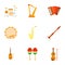 Musical tools icons set, flat style