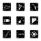 Musical tools icons set, grunge style