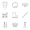 Musical tools icons set, outline style