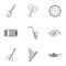 Musical tools icons set, outline style