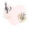 Musical treble clef, notes. Beauty identity elegant style.