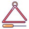 Musical triangle icon, cartoon style
