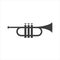 Musical trumpet icon on a white background.