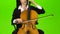 Musician bows the strings of the viololla playing . Green screen