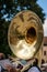 Musician of a Brass Band plays a Tuba Sousaphone - Padua Italy