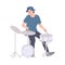 Musician drummer play musical instrument - drum kit a vector illustration.
