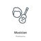 Musician outline vector icon. Thin line black musician icon, flat vector simple element illustration from editable professions