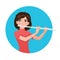 Musician playing flute. Girl flutist is inspired to play a classical musical instrument. Vector.