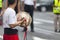 Musician playing with a pair of cymbals