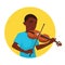 Musician playing violin. Boy violinist is inspired to play a classical musical instrument. Vector