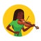 Musician playing violin. Girl violinist is inspired to play a classical musical instrument.