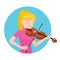 Musician playing violin. Girl violinist is inspired to play a classical musical instrument.