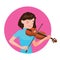 Musician playing violin. Girl violinist is inspired to play a classical musical instrument.