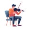 Musician playing violin, sitting fun