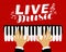 Musician plays the piano. Live music, poster. Vector illustration