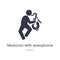 musician with saxophone outline icon. isolated line vector illustration from music collection. editable thin stroke musician with