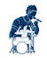 Musician singing and playing drum, Music band, Artist graphic vector