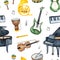 Musician texture with violin,piano,sheet music,guitar