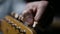 Musician Tuning a guitar in studio.