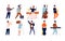 Musicians characters. Creative performing peoples in different poses playing at musical instruments and singing. Vector