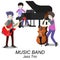 Musicians Jazz band ,Play guitar,bassist ,Piano,Saxophone .Jazz band.Vector illustration on background in cartoon style