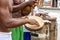 Musicians playing typical instruments of African origin used in capoeira and other Brazilian cultural events