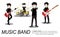 Musicians rock group ,Play guitar,Singer, guitarist, drummer, solo guitarist, bassist, keyboardist. Rock band.Vector illustration