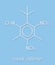 Musk xylene molecule. Highly persistent and bioaccumulative pollutant used as a synthetic musk fragrance. Skeletal formula.