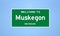 Muskegon, Michigan city limit sign. Town sign from the USA.