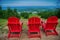 Muskoka chairs at Blue Mountain resort and village in Collingwood, Ontario