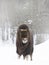 Muskox walking in the snow