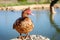 Musky duck on a traditional poultry farm. Agriculture.