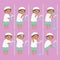 Muslim African American Boy Perform Ablution Steps Vector Collection