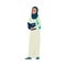 Muslim arabic young girl - university student, flat vector illustration isolated.