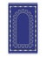 Muslim blue prayer rug with decorative elements. Islamic textile.