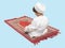 Muslim boy in a dress Praying , isolate background